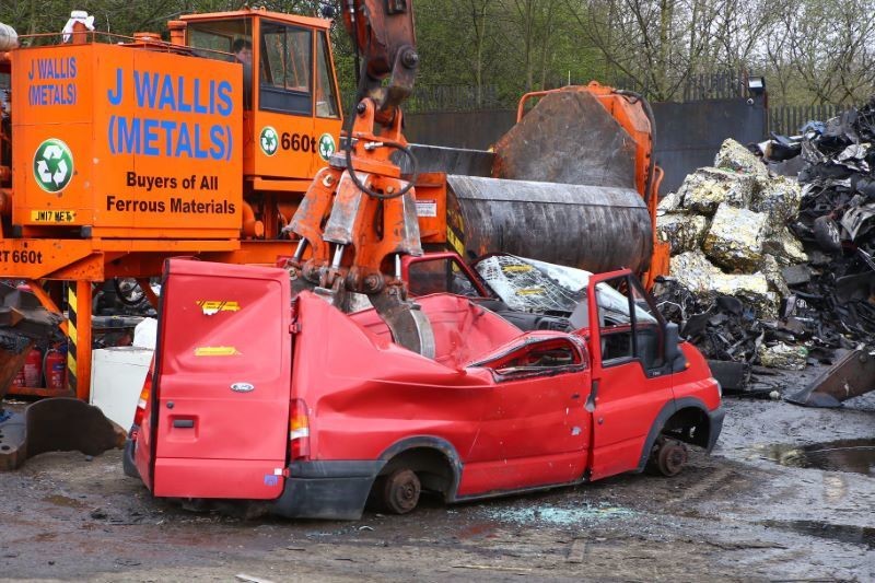 Other image for Clear warning for illegal fly tippers as Transit  is crushed
